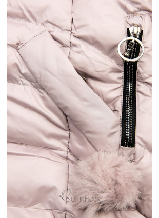 Rózsaszínű hosszított téli kabát/mellény
