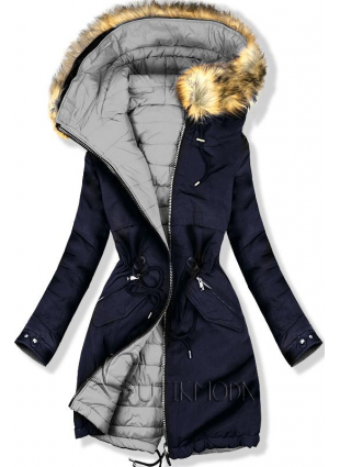Kék és szürke színű kifordítható kabát