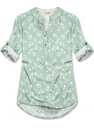 Világoszöld színű virágmintás ing