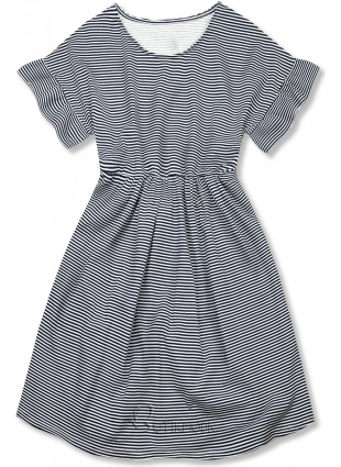 Kék és fehér színű, bő szabású csíkos ruha IV.