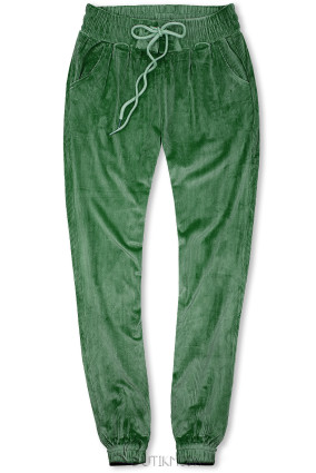 Zöld színű nadrág derékban behúzással