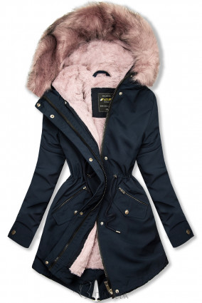 Sötétkék színű téli kabát levehető béléssel