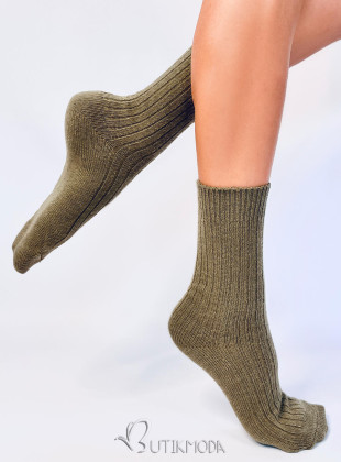 Khaki színű meleg női zokni