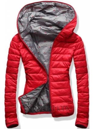 Kifordítható piros/szürke színű kabát B3510-15