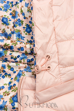 Rózsaszínű kifordítható dzseki virágmintás belső résszel