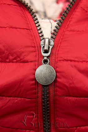 Piros színű steppelt dzseki mintás béléssel