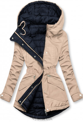 Kifordítható kabát behúzással - bézs és kék színű