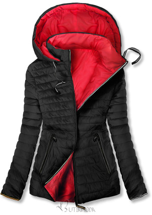 Kifordítható átmeneti dzseki - fekete és piros színű