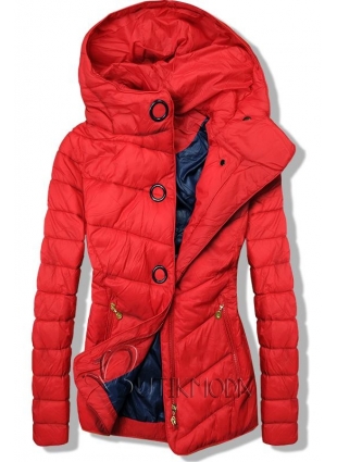 Piros színű könnyű tavaszi steppelt dzseki