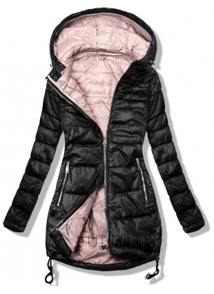 Fekete és rózsaszínű hosszított kabát