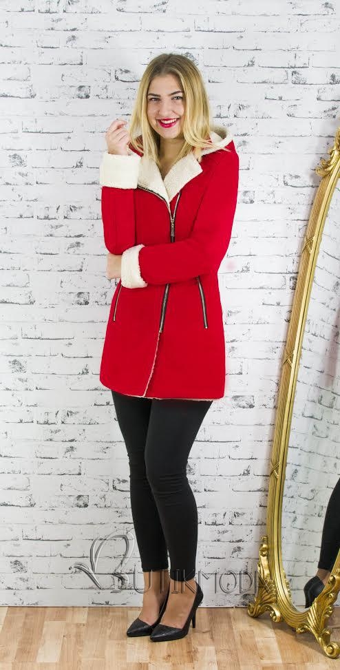 Piros színű női kabát 8940