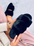 Fekete színű női szőrme papucs
