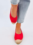 Piros színű velúr espadrilles cipő