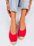 Piros színű velúr espadrilles cipő