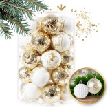 Karácsonyi díszek - fehér/aranyszínű - 34 db