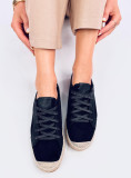 Fekete színű velúr fűzős espadrilles cipő