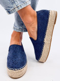 Kék színű perforált velúr espadrilles cipő