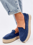 Kék színű perforált velúr espadrilles cipő