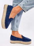 Kék színű perforált velúr espadrilles cipő