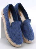 Kék színű perforált velúr espadrilles cipő