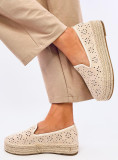 Bézs színű perforált velúr espadrilles cipő
