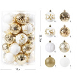 Karácsonyi díszek - fehér/aranyszínű - 34 db