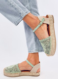 Világoszöld színű espadrilles cipő csipke felsőrésszel