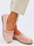 Világos rózsaszínű velúr espadrilles cipő kövecskékkel