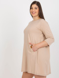 Bézs színű 3/4-es ujjú oversize ruha