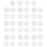 Karácsonyfadíszek – fehér csillagok, 10 cm, 40 darab