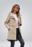 Bézs színű tavaszi parka nagy kapucnival