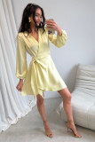 Sárga színű mini átlapolt ruha