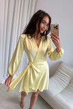 Sárga színű mini átlapolt ruha