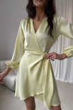 Sárga színű mini átlapolt ruha