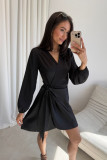 Catlin fekete színű mini átlapolt ruha