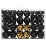 Karácsonyfadíszek fekete/arany, 100 darab