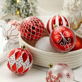 Piros/fehér színű karácsonyfadíszek, 8 cm, 16 darab