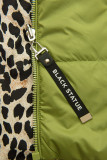 Kifordítható  leopárdmintás mellény - zöld színű