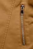 Camel barna színű basic műbőrdzseki