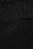 Fekete színű rovátkolt leggings