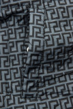 Mintás kifordítható parka - sötétkét és szürke színű