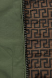 Mintás kifordítható parka - khaki és barna színű