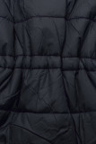 Sötétkék és barna színű kifordítható téli parka