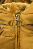 Sárga színű téli kabát ezüstszürke színű szegéllyel