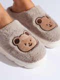 Sötétbézs színű prémes papucs TEDDY
