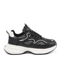 Fekete női sneakers díszítő betétekkel