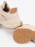 Világosbézs színű női platform sneaker cipő