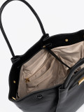 Klasszikus fekete színű ökobőrből készült shopper táska