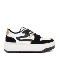 Fekete-fehér színű sneaker cipő aranyszínű részletekkel
