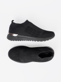 Fekete színű slip-on sportcipő textil felsőrésszel